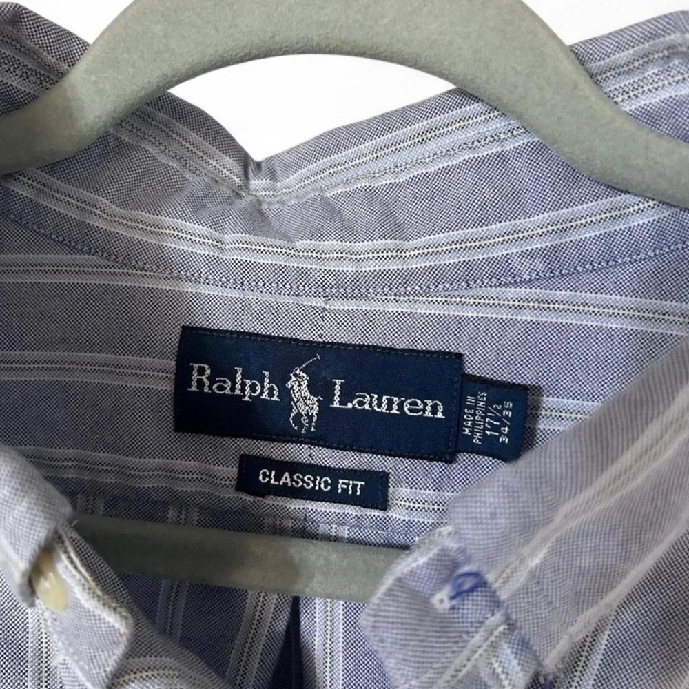 Ralph Lauren Classic Fit Men’s Button-Down Shirt - Size 17.5 34/35 - striped - Picture 6 of 7